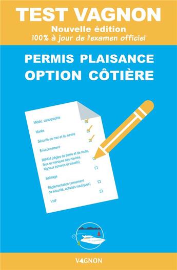 Couverture du livre « Test vagnon ; permis plaisance option côtière (édition 2021) » de  aux éditions Vagnon