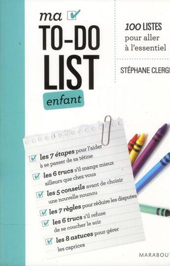 Couverture du livre « Ma to-do list enfant ; 18 mois à 6 ans » de Stephane Clerget aux éditions Marabout