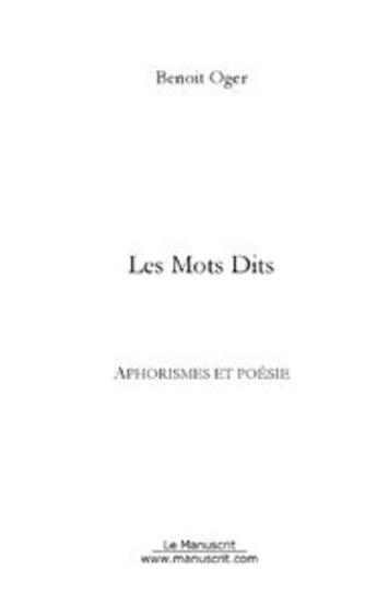 Couverture du livre « Les mots dits » de Oger-B aux éditions Le Manuscrit