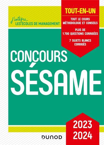 Couverture du livre « Concours Sésame ; tout-en-un (édition 2023/2024) » de Marie-Virginie Speller et Pia Boisbourdain et Catherine Baldit-Dufays et Marie-Annik Durand aux éditions Dunod