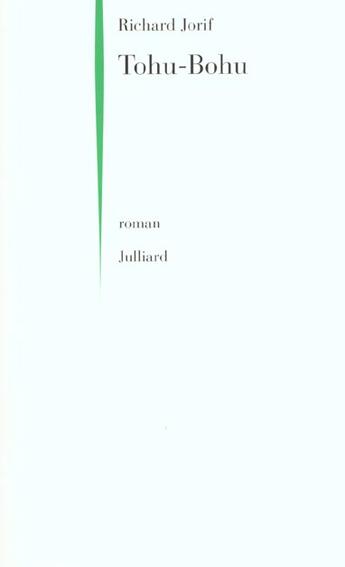 Couverture du livre « Tohu-bohu » de Richard Jorif aux éditions Julliard