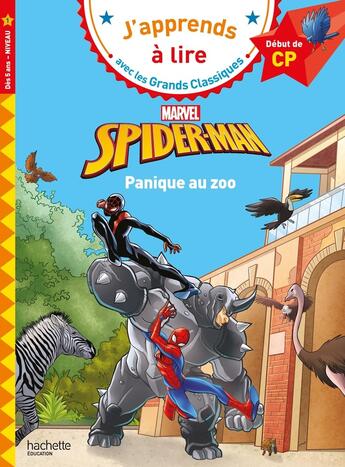 Couverture du livre « Disney cp niveau1 spider-man panique au zoo » de Isabelle Albertin aux éditions Hachette Education