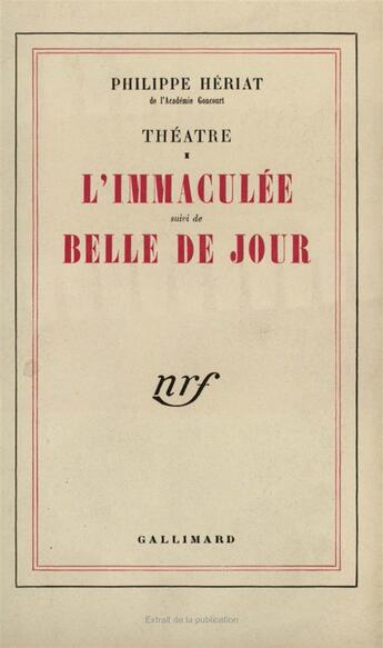 Couverture du livre « Theatre - vol01 » de Philippe Heriat aux éditions Gallimard