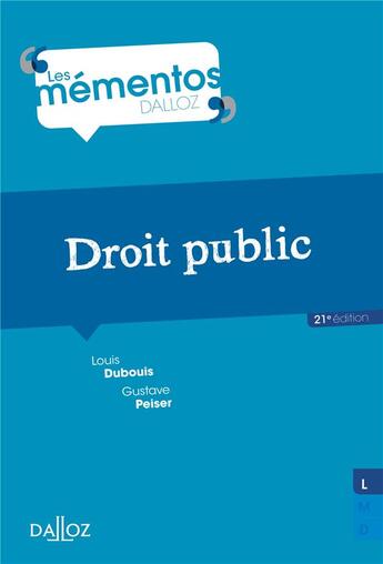 Couverture du livre « Droit public (21e édition) » de Michel Fromont aux éditions Dalloz