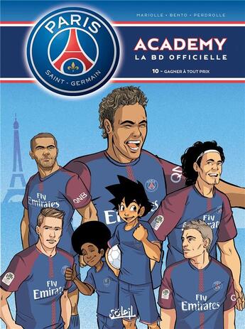 Couverture du livre « Paris Saint-Germain Academy ; la BD officielle t.10 : gagner à tout prix » de Mathieu Mariolle et Perdrolle et Bento aux éditions Soleil