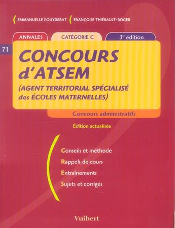 Couverture du livre « Concours D'Atsem (3e Edition) » de Francoise Thiebault-Roger aux éditions Vuibert