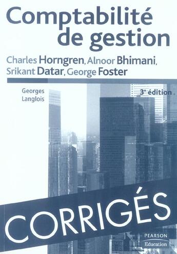 Couverture du livre « Corriges comptabilite de gestion 3e ed. » de  aux éditions Pearson