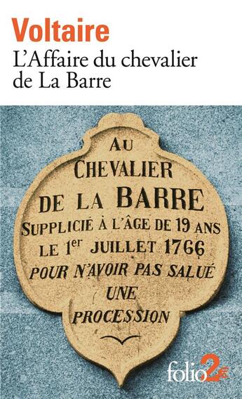 Couverture du livre « L'affaire du Chevalier de La Barre » de Voltaire aux éditions Folio