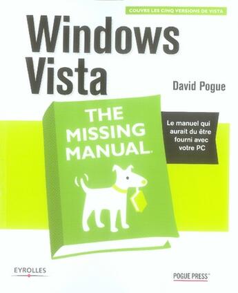 Couverture du livre « Windows vista, the missing manual » de Pogue D aux éditions Eyrolles