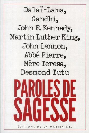 Couverture du livre « Paroles de sagesse » de  aux éditions La Martiniere