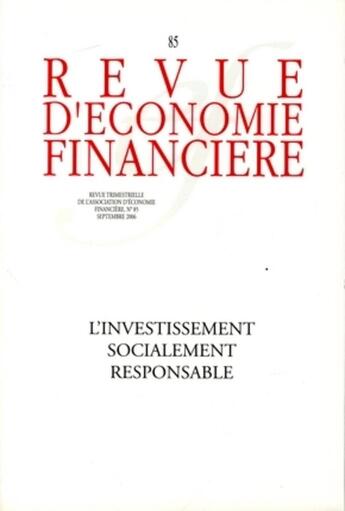 Couverture du livre « L'investissement socialement responsable » de  aux éditions Association D'economie Financiere