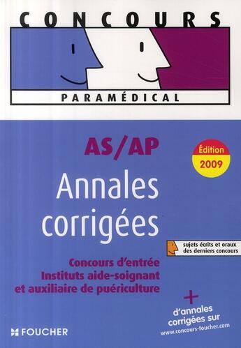 Couverture du livre « Concours paramédical aide-soignant et auxiliaire de puériculture ; annales corrigées » de Valerie Beal aux éditions Foucher