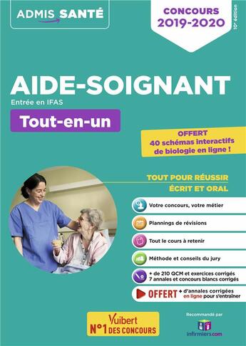 Couverture du livre « Aide-soignant ; entrée en IFAS ; tout-en-un (édition 2019/2020) » de  aux éditions Vuibert