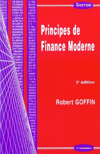 Couverture du livre « Principes De Finance Moderne, 3e Edition » de Goffin/Robert aux éditions Economica