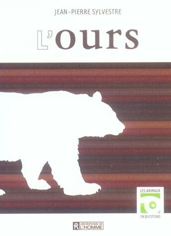 Couverture du livre « Ours » de Sylvestre J-P. aux éditions Editions De L'homme