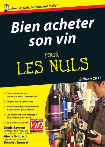 Couverture du livre « Bien acheter son vin megapoche pour les nuls » de Saverot/Goujard aux éditions First