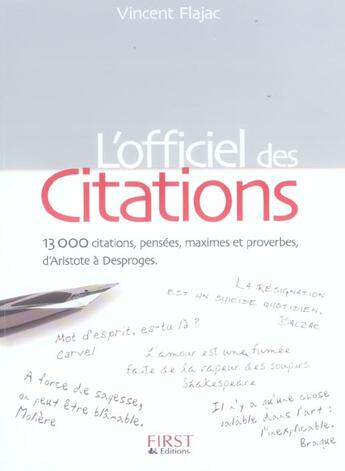 Couverture du livre « L'Officiel Des Citations » de V Flajac aux éditions First