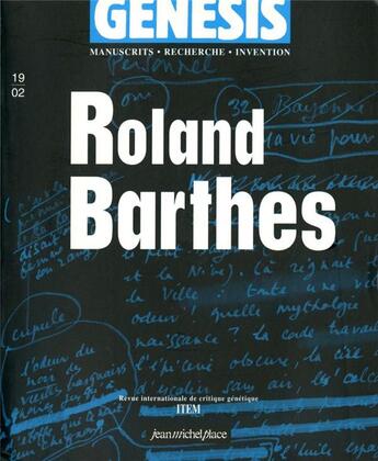 Couverture du livre « Roland Barthes » de Revue Genesis aux éditions Nouvelles Editions Place