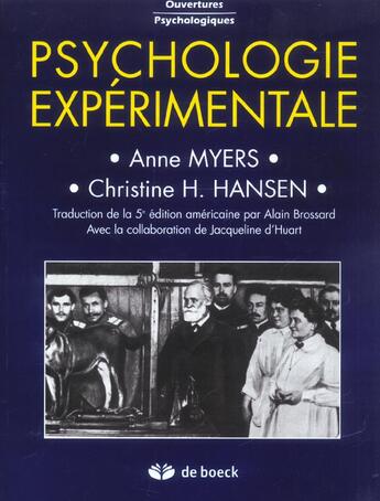 Couverture du livre « Psychologie experimentale » de Myers aux éditions De Boeck