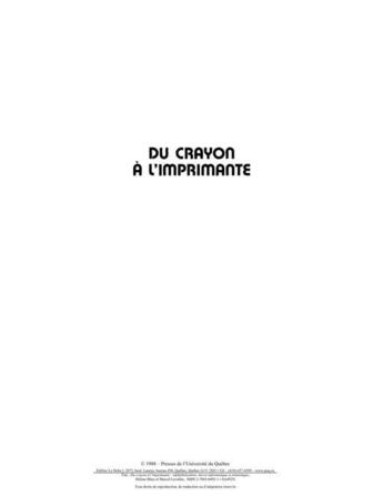 Couverture du livre « Du crayon à l'imprimante ; alphabétisation, micro-informatique et sémiotique » de Helene Blais et Marcel Lavallee aux éditions Presses De L'universite Du Quebec