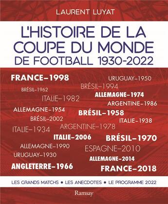 Couverture du livre « L'histoire de la coupe du monde de football 1930-2022 : les grands matchs, les anecdotes, le programme 2022 » de Laurent Luyat aux éditions Ramsay