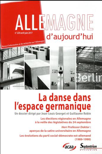 Couverture du livre « REVUE ALLEMAGNE D'AUJOURD'HUI » de Georget/Robin aux éditions Pu Du Septentrion