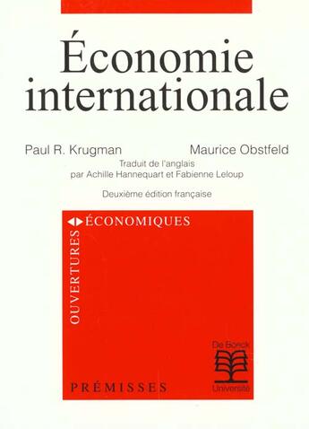 Couverture du livre « Economie internationale » de Paul Krugman aux éditions De Boeck