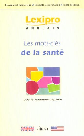 Couverture du livre « Lexipro anglais de la sante » de Rouanet aux éditions Breal