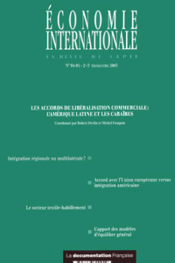 Couverture du livre « Les accords de liberalisation commerciale : l'amerique latine et les caraibes » de  aux éditions Documentation Francaise