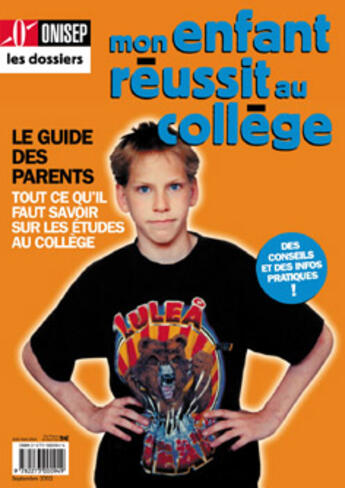 Couverture du livre « Mon enfant reussit au college » de  aux éditions Onisep