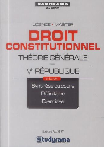 Couverture du livre « Droit constitutionnel (5e édition) » de Bertrand Pauvert aux éditions Studyrama