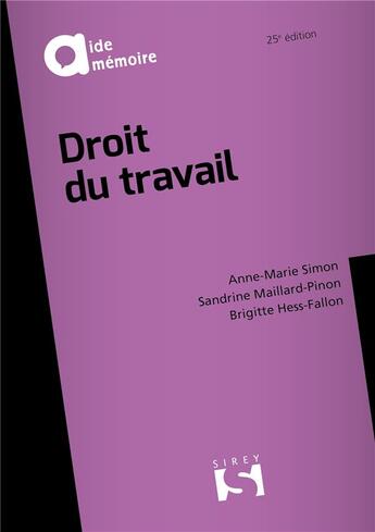 Couverture du livre « Droit du travail » de Brigitte Hess-Fallon aux éditions Sirey