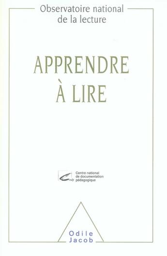 Couverture du livre « Apprendre à lire » de  aux éditions Odile Jacob