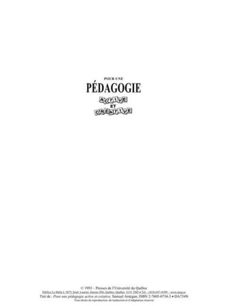 Couverture du livre « Pour une pédagogie active et créative (2e édition) » de Samuel Amegan aux éditions Presses De L'universite Du Quebec