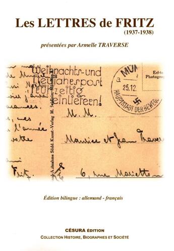 Couverture du livre « LES LETTRES DE FRITZ : 1937 - 1938 » de Armelle Hours aux éditions Cesura