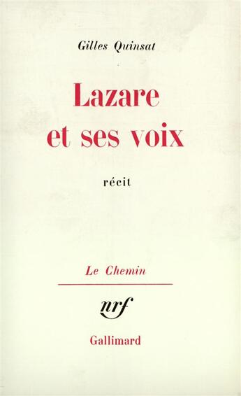 Couverture du livre « Lazare et ses voix » de Quinsat Gilles aux éditions Gallimard