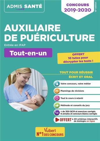 Couverture du livre « Auxiliaire de puériculture ; entrée en IFAP ; tout-en-un (édition 2019/2020) » de  aux éditions Vuibert