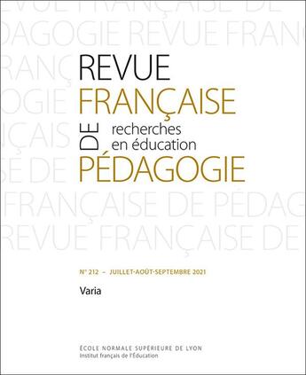 Couverture du livre « Revue française de pédagogie, n° 212/2021 : varia » de Pon Doussot Sylvain aux éditions Ens Lyon