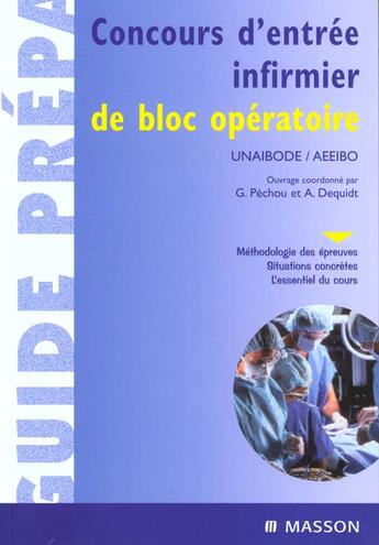Couverture du livre « Concours d'entree infirmier de bloc operatoire » de Aeeibo aux éditions Elsevier-masson