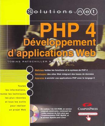 Couverture du livre « Solutions Net Developpement Applis Web Avec Php » de Tobias Ratschiller aux éditions Campuspress