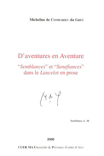 Couverture du livre « D'aventures en aventure - semblances et senefiances dans le 