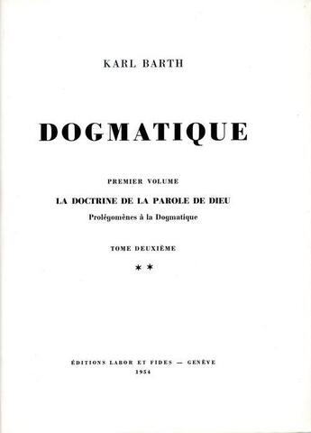 Couverture du livre « Dogmatique barth t.4 » de  aux éditions Labor Et Fides