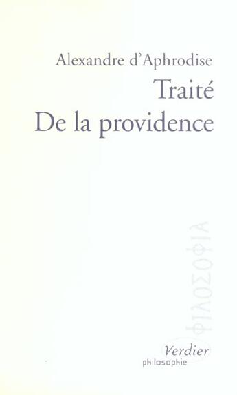 Couverture du livre « Traite de la providence » de Abu Bi R M I Y. aux éditions Verdier