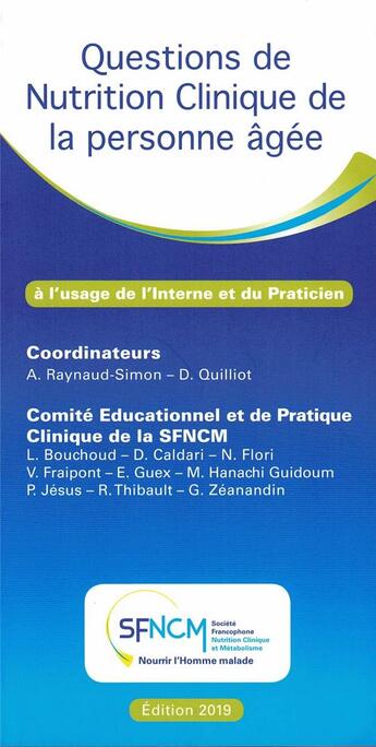 Couverture du livre « Questions de nutrition de la personne agee - a l'usage de l'interne et du praticien » de Raynaud-Simon aux éditions Un K Noe Dans Les Cloups