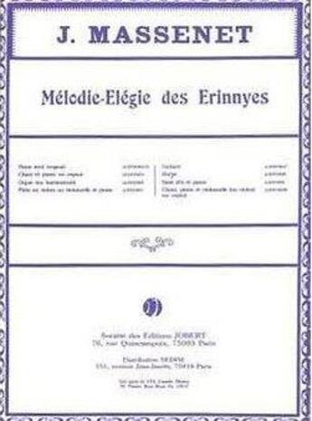 Couverture du livre « Melodie elegie --- harpe » de Jules Massenet aux éditions Jobert