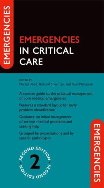 Couverture du livre « Emergencies in Critical Care » de Martin Beed aux éditions Oup Oxford