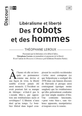 Couverture du livre « Discours t.11 ; libéralisme et liberté : des robots et des hommes » de Theophane Leroux aux éditions Tequi