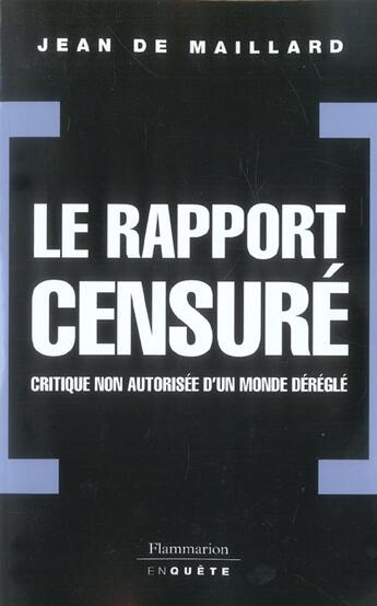 Couverture du livre « Le Rapport censuré » de Jean De Maillard aux éditions Flammarion