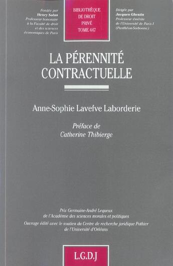 Couverture du livre « La perennite contractuelle - vol447 » de Lavefve Laborderie aux éditions Lgdj