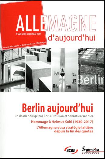 Couverture du livre « REVUE ALLEMAGNE D'AUJOURD'HUI » de Gresillon/Bannier aux éditions Pu Du Septentrion